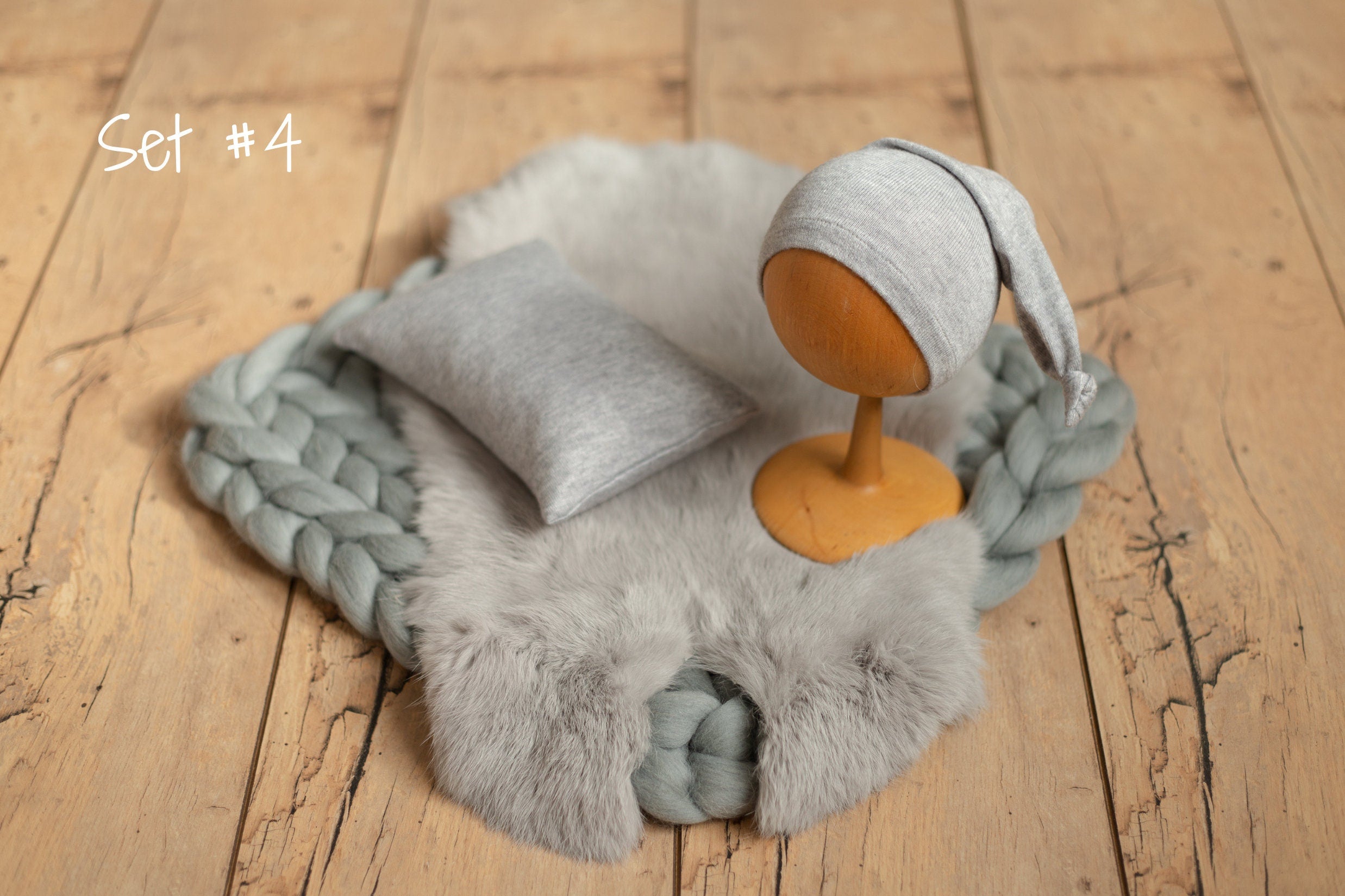 Gray Newborn Photography Props, Newborn Merino Wool Blanket, Newborn Posing Fabric Props, Newborn Posing Pillow, Newborn Sleep Hat Boy