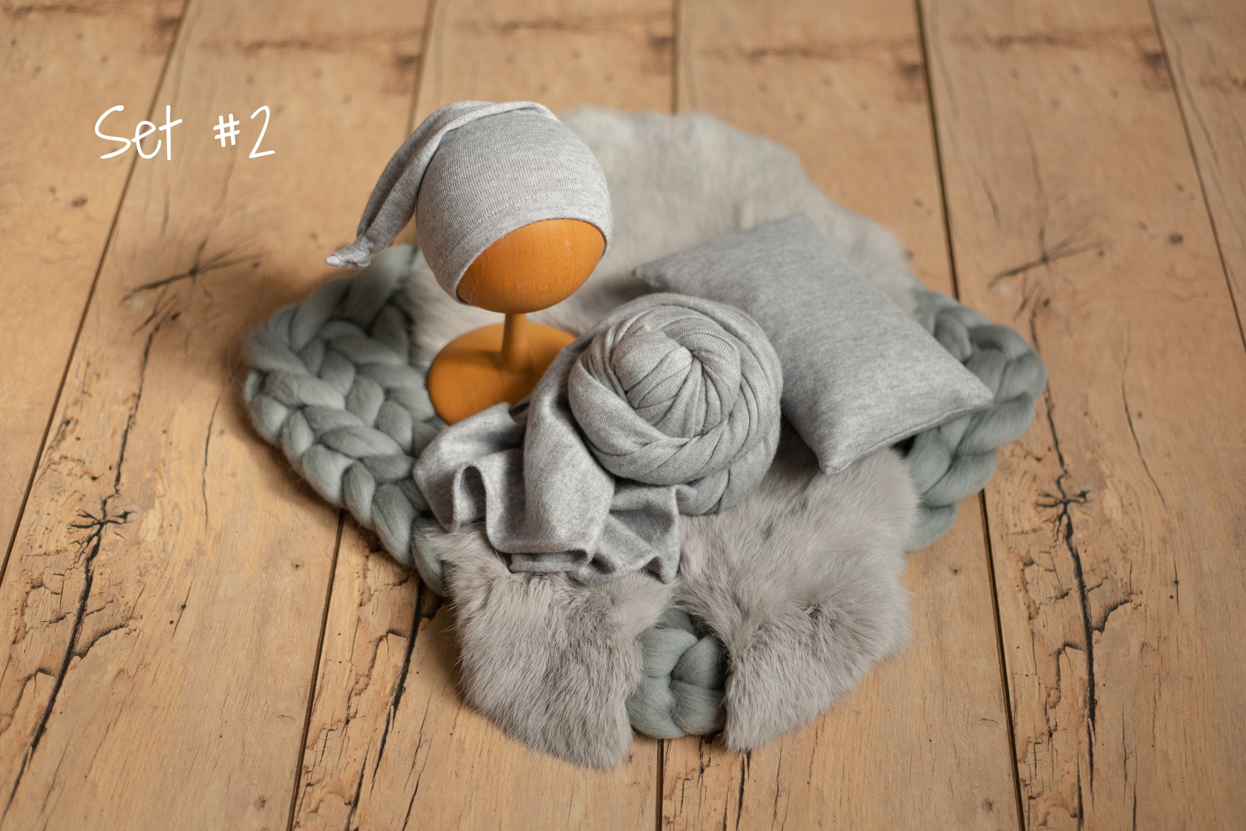 Gray Newborn Photography Props, Newborn Merino Wool Blanket, Newborn Posing Fabric Props, Newborn Posing Pillow, Newborn Sleep Hat Boy