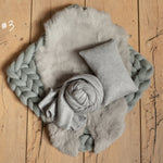Gray Newborn Photography Props, Newborn Merino Wool Blanket, Newborn Posing Fabric Props, Newborn Posing Pillow, Newborn Sleep Hat Boy