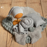 Gray Newborn Photography Props, Newborn Merino Wool Blanket, Newborn Posing Fabric Props, Newborn Posing Pillow, Newborn Sleep Hat Boy