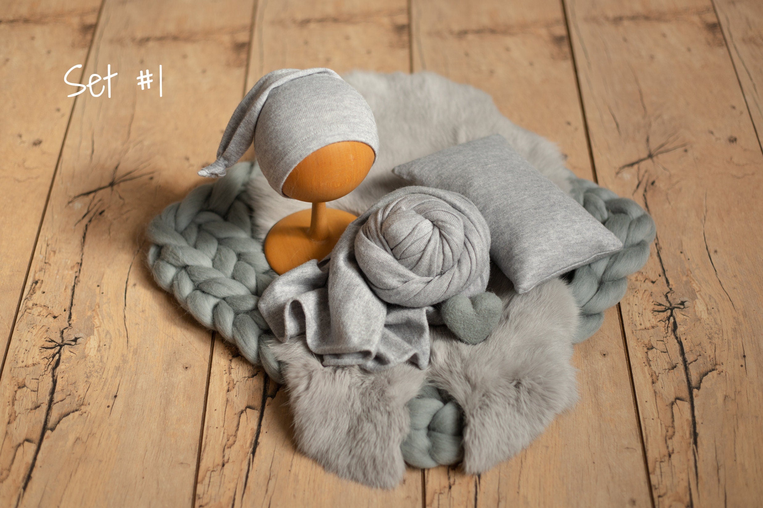 Gray Newborn Photography Props, Newborn Merino Wool Blanket, Newborn Posing Fabric Props, Newborn Posing Pillow, Newborn Sleep Hat Boy