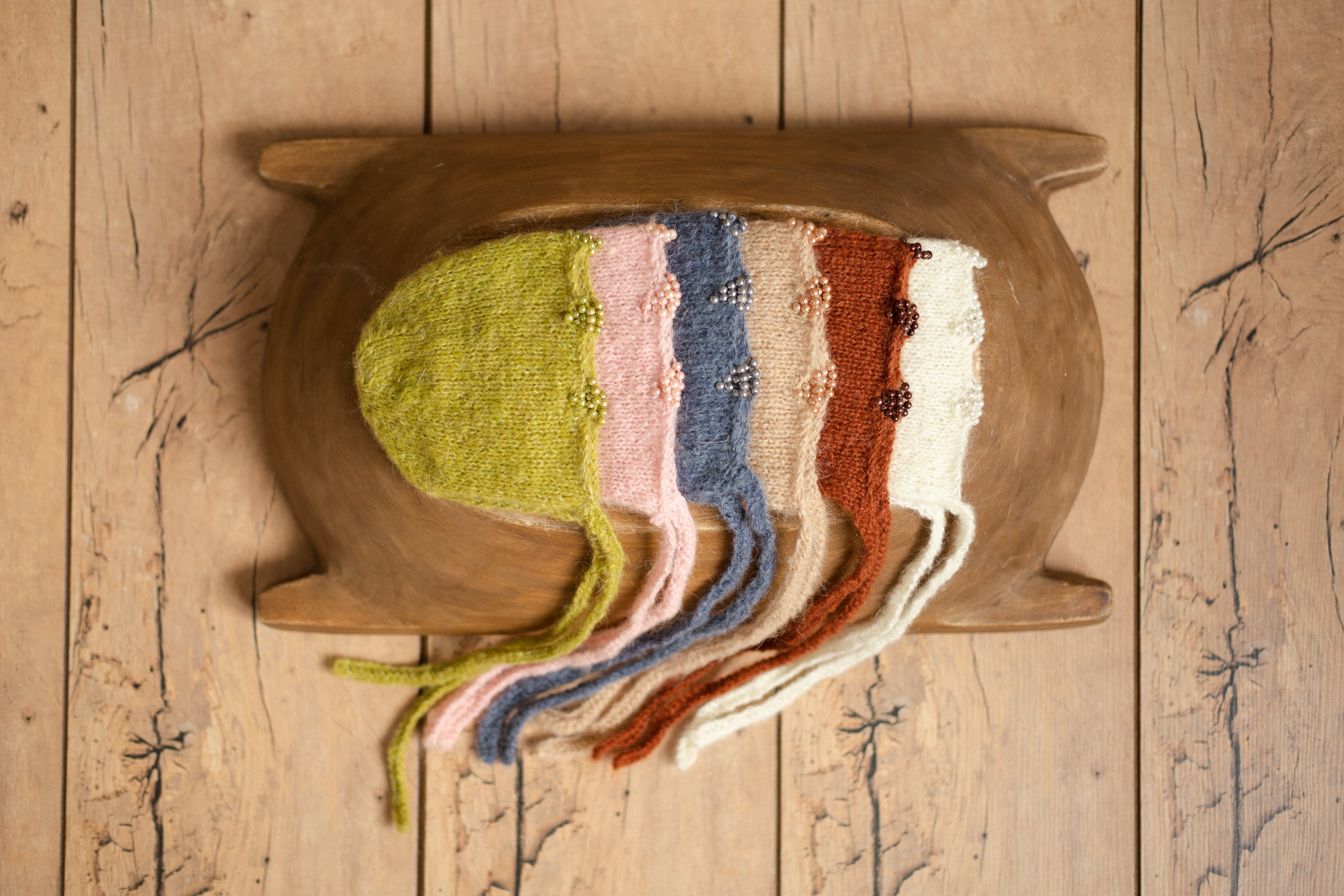 Mohair baby bonnet with matching wrap – newborn photography props