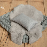 Gray Newborn Photography Props, Newborn Merino Wool Blanket, Newborn Posing Fabric Props, Newborn Posing Pillow, Newborn Sleep Hat Boy