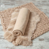 Beige Newborn Photography Props, Newborn Knitted Wool Blanket, Newborn Wrap Prop, Newborn Posing Pillow, Newborn Fabric Backdrop for Beanbag