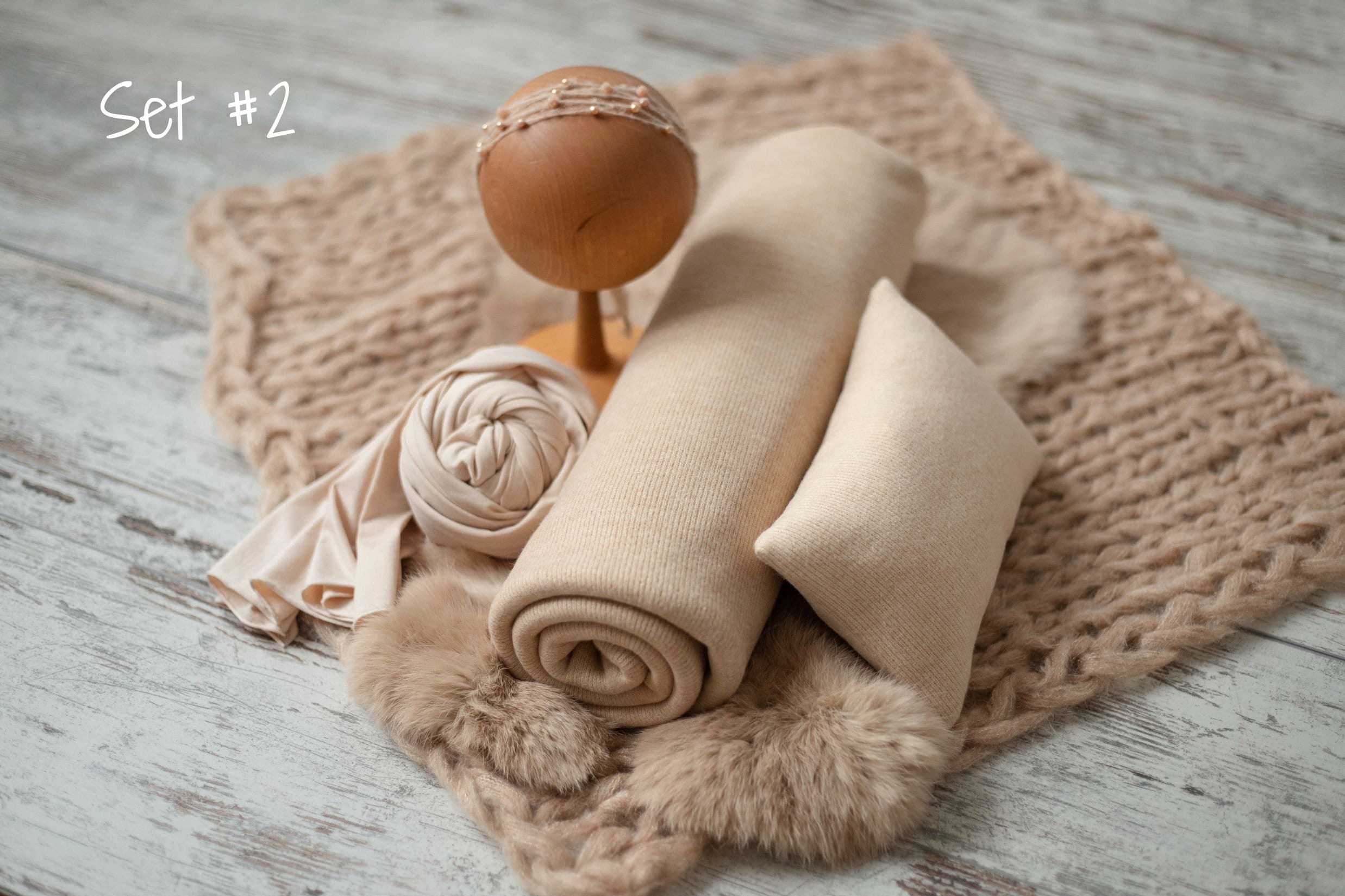 Beige Newborn Photography Props, Newborn Knitted Wool Blanket, Newborn Wrap Prop, Newborn Posing Pillow, Newborn Fabric Backdrop for Beanbag