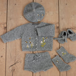 Baby Knit Outfit Embroidered, Newborn coming home outfit for Girl, Hand Embroidered Knit Romper, Cardigan Set Baby Outfit, Newborn Knit Prop