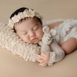 Newborn Knitted Teddy Bear Photography Props, Newborn Bunny Photo Toy, Small Hand-knitted Toy,Baby Crochet Bear Toy,Newborn Photography Prop
