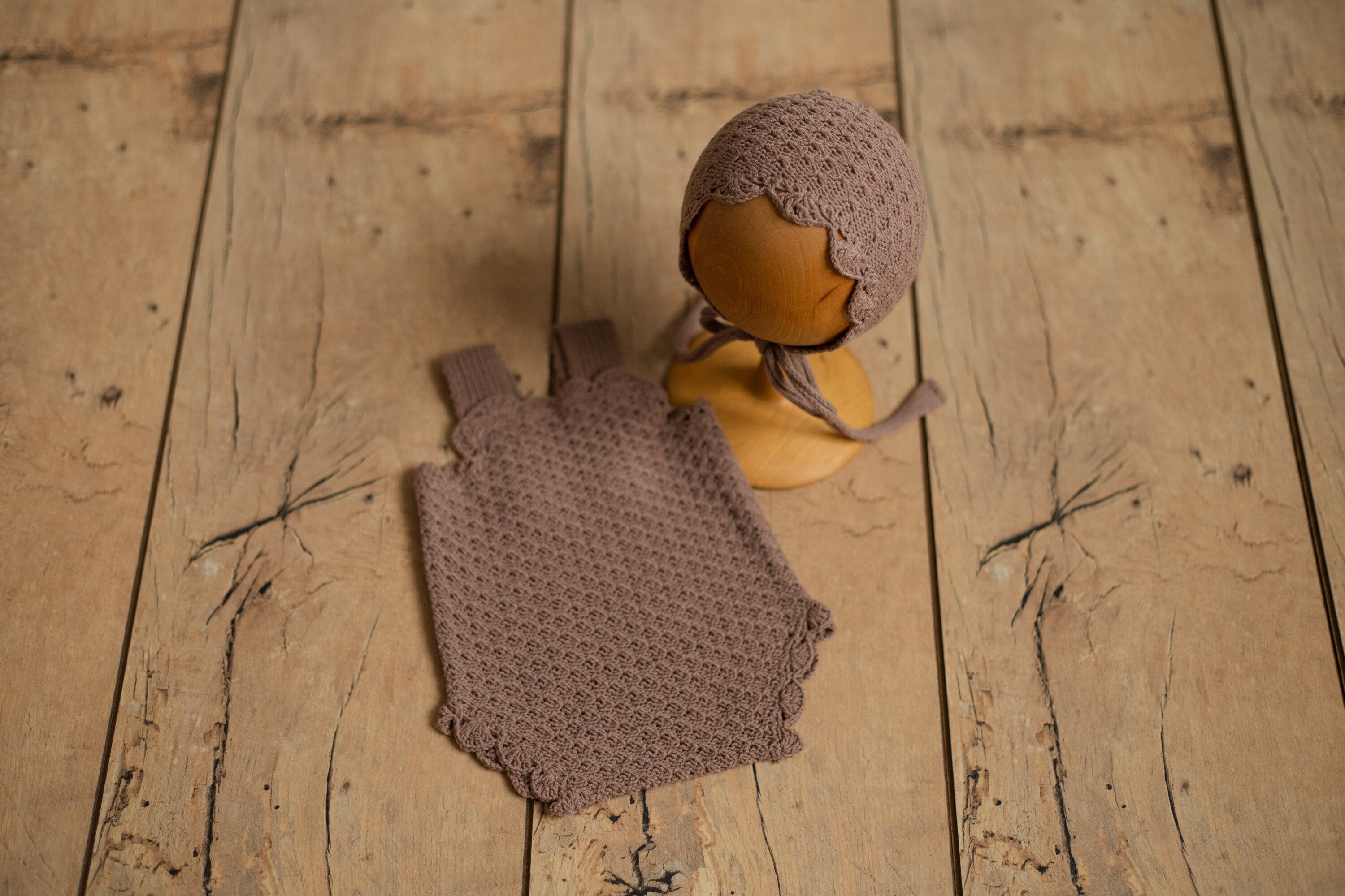 Brown Newborn Crochet Romper and Bonnet Set, Newborn Knitted Outfit, Newborn Knitted Blanket, Newborn Photography props, Baby Boy Outfit