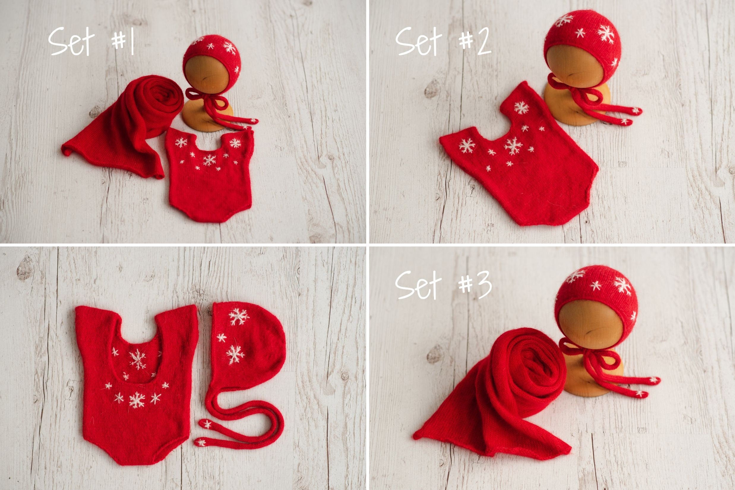 Newborn Knitted Romper for Girl with Bonnet & Wrap, Newborn Christmas Outfit Girl, Newborn Photography Props, Newborn Photo Props Set