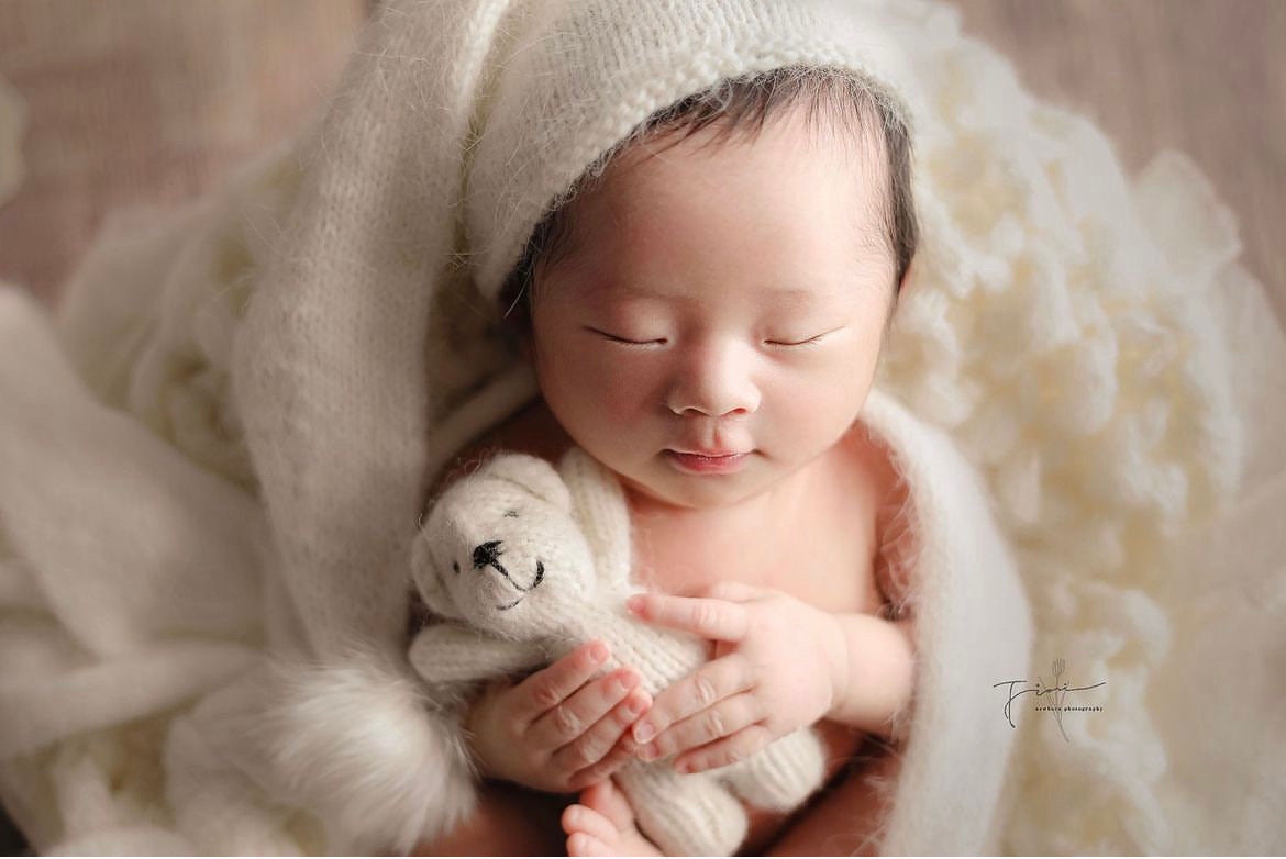 Newborn Knitted Teddy Bear Photography Props, Newborn Bunny Photo Toy, Small Hand-knitted Toy,Baby Crochet Bear Toy,Newborn Photography Prop