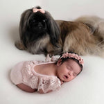 Newborn Knitted Romper for Girl with Headband, Newborn Photography Props, Newborn Knitted Outfit Girl, Newborn Girl Coming Home Outfit