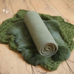 Moss Green Newborn Photography Props, Newborn Knitted Bonnet and Wool Blanket, Newborn Posing Pillow, Newborn Posing Fabric Backdrop Beanbag