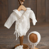 Handmade mohair baby girl romper – soft newborn photography outfit