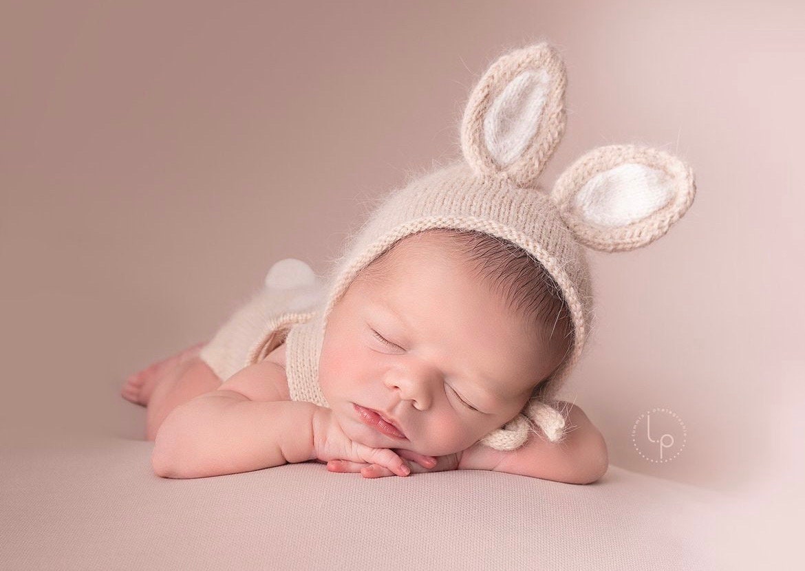 Newborn Bunny Hat, Knit Rabbit Newborn Outfit, Newborn Knitted Outfit, Newborn Photography Props, Newborn Bunny Outfit,Newborn Animal Outfit