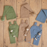 Newborn Knitted Outfits with Matched Small Doll, Newborn Overalls Photography, Newborn Photography Props, Newborn Boy Coming Home Outfit