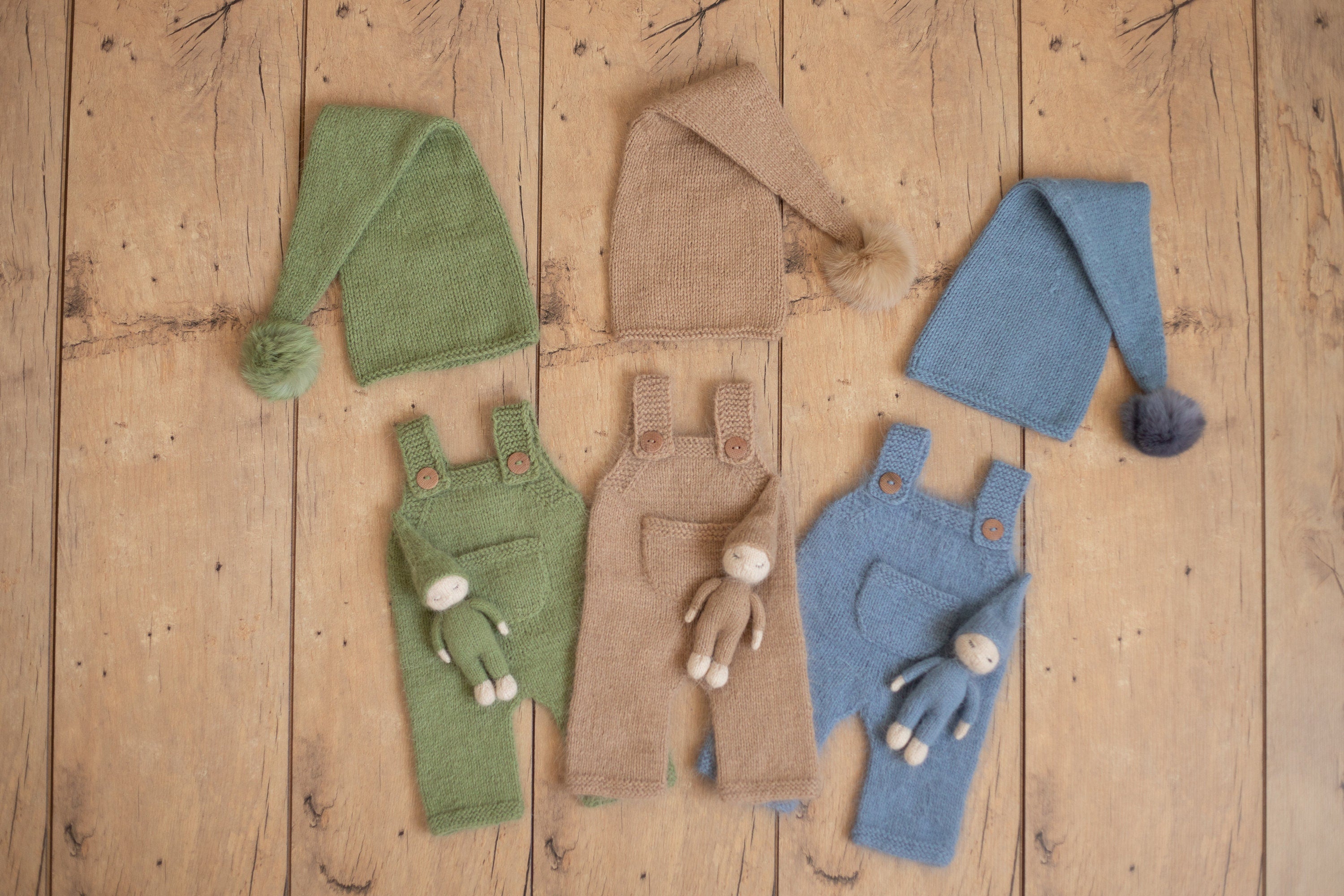 Newborn Knitted Outfits with Matched Small Doll, Newborn Overalls Photography, Newborn Photography Props, Newborn Boy Coming Home Outfit