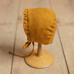 Baby Girl Linen Bonnet, Baby Linen Outfit for Girl, Girl Linen Ruffle Bonnet, Newborn Girl Coming Home outfit, Newborn Photography Outfit