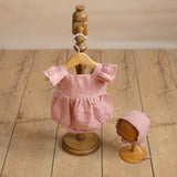 Baby Girl Linen Romper, Baby Linen Outfit for Girl, Girl Linen Boho Dress, Newborn Girl Coming Home outfit, Newborn Photography Outfit Girl