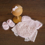 Newborn Knitted Dress for Girl with Headband, Newborn Photography Props, Newborn Knitted Outfit Girl, Newborn Girl Coming Home Outfit