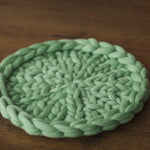 Newborn Merino Wool Nest Blanket,Round Chunky Knit Blanket,Baby Photography Basket Filler Nest Wool Roving,White Knit Blanket,Newborn braid