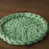 Newborn Merino Wool Nest Blanket,Round Chunky Knit Blanket,Baby Photography Basket Filler Nest Wool Roving,White Knit Blanket,Newborn braid