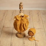 Baby Girl Linen Bonnet, Baby Linen Outfit for Girl, Girl Linen Ruffle Bonnet, Newborn Girl Coming Home outfit, Newborn Photography Outfit