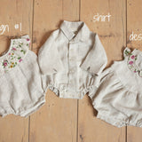Baby Linen Sets, Baby Girl Linen Romper, Baby Linen Apparel, Linen Boho Dress, Newborn Girl Coming Home outfit, Newborn Photography Outfit