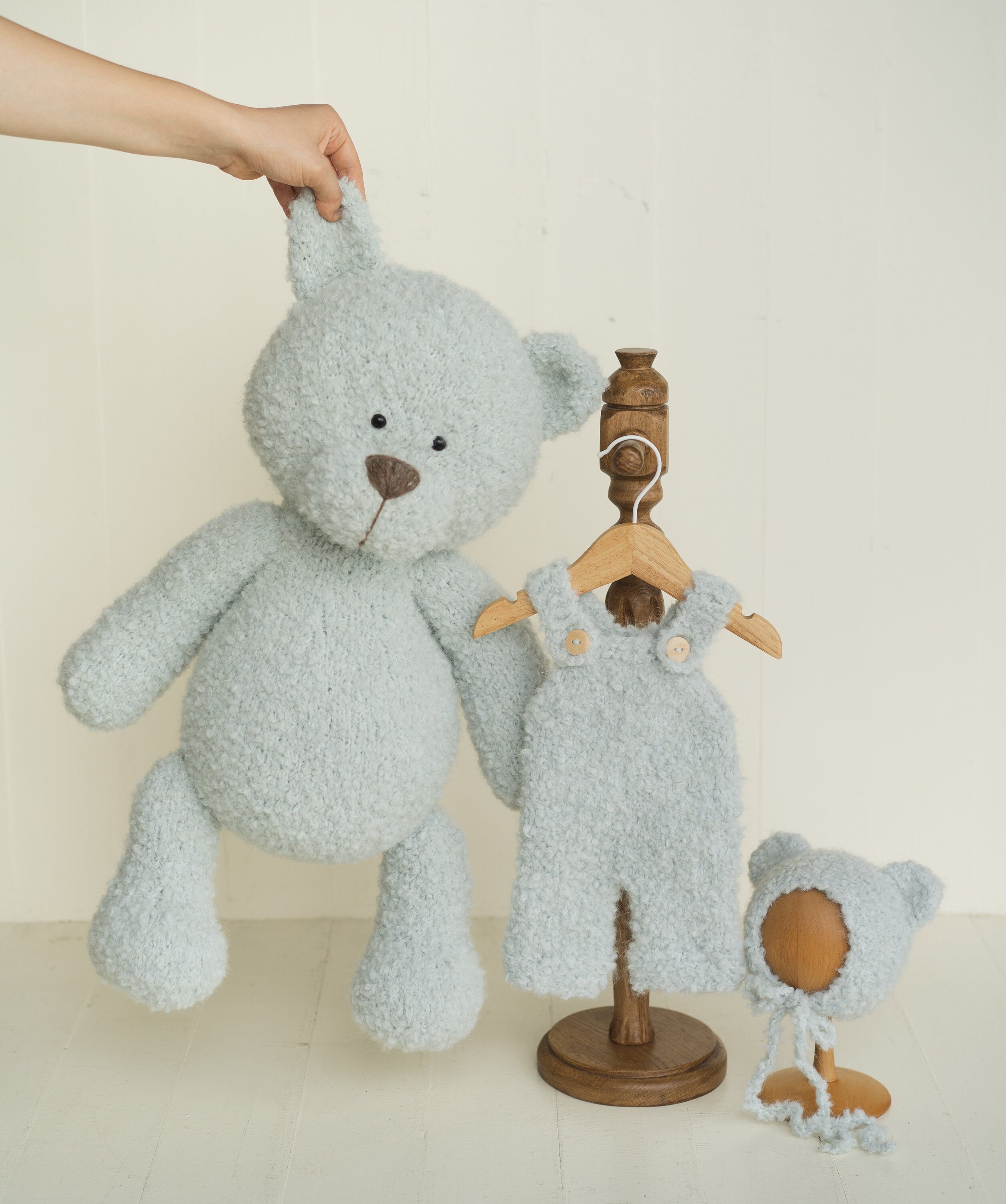 Newborn Knit Boucle Overall, Newborn Knit Teddy Bear Outfit, Newborn Knitted Outfit, Newborn Bear Hat Boucle, Newborn Photography Props Set