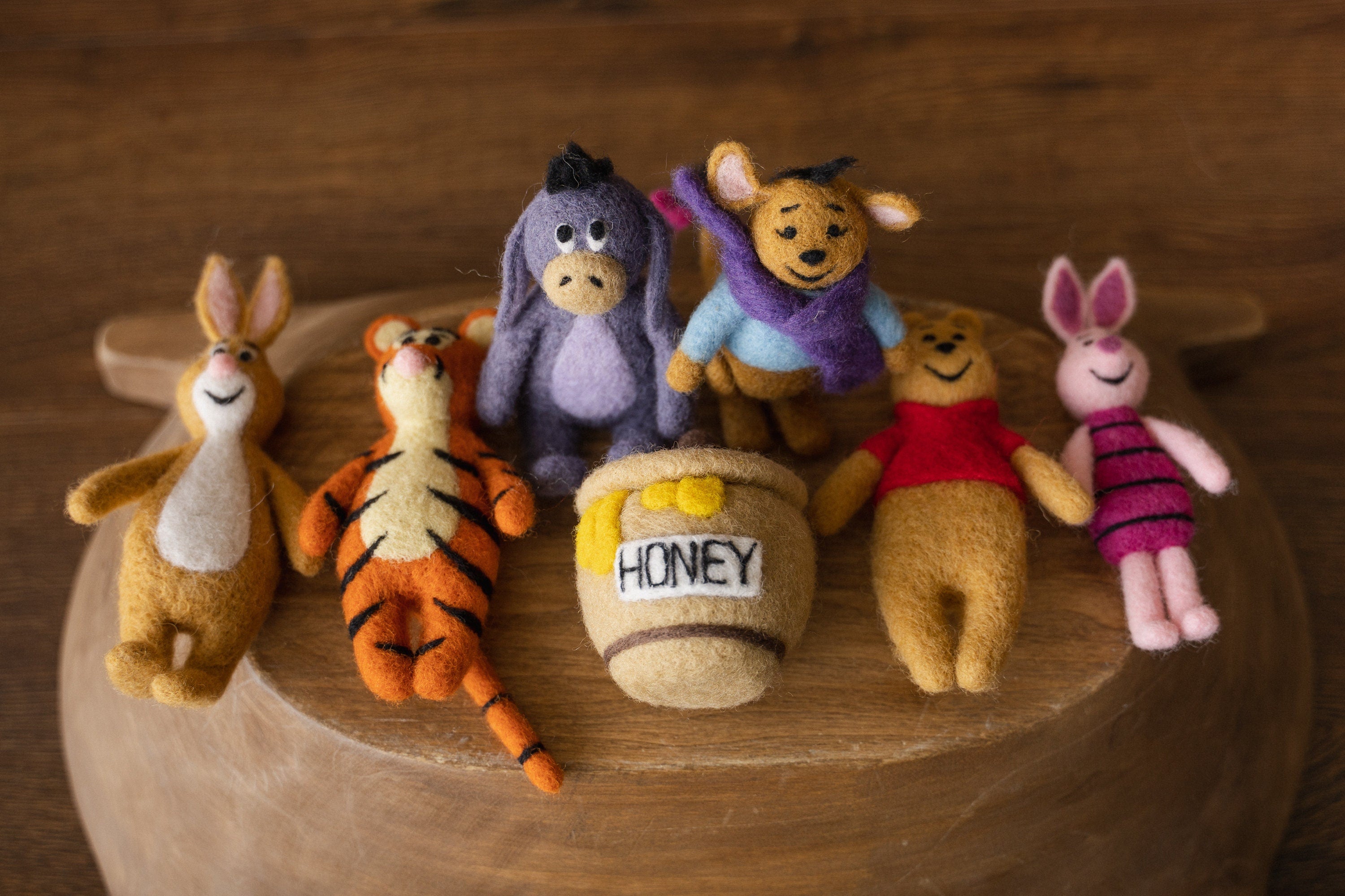 Newborn Teddy Bear Felted Photo Props, Newborn Felted Tiger Toy for Photography, Newborn Felted Honey Pot, Newborn Photography Props