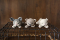 Newborn Knitted Animals Photography Props, Newborn Knit Teddy Bear, Newborn Knit Bunny Toy, Newborn Knit Kitten Toy, Baby Photography Props