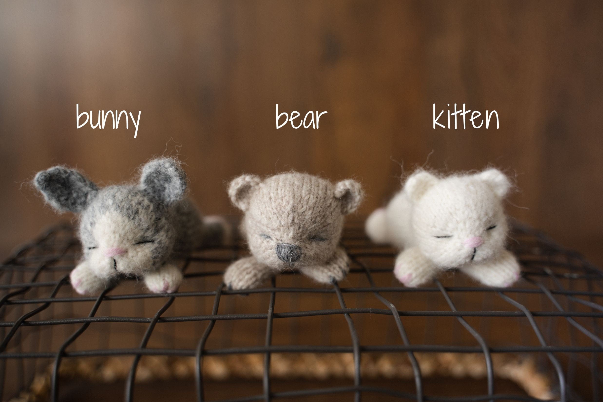 Newborn Knitted Animals Photography Props, Newborn Knit Teddy Bear, Newborn Knit Bunny Toy, Newborn Knit Kitten Toy, Baby Photography Props