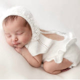 Newborn Knitted Romper for Girl, Newborn Headband, Newborn Romper Girl,Newborn Girl Outfit,Newborn Photography Props,Newborn Photo Props Set