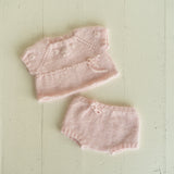 Newborn Knitted Romper for Girl with Headband and Knit Booties, Newborn Girl Coming Home Outfit, Newborn Knitted Outfit, Newborn Photo Props