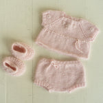 Newborn Knitted Romper for Girl with Headband and Knit Booties, Newborn Girl Coming Home Outfit, Newborn Knitted Outfit, Newborn Photo Props