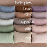 Fluffy wool newborn photography backdrop with matching pillow