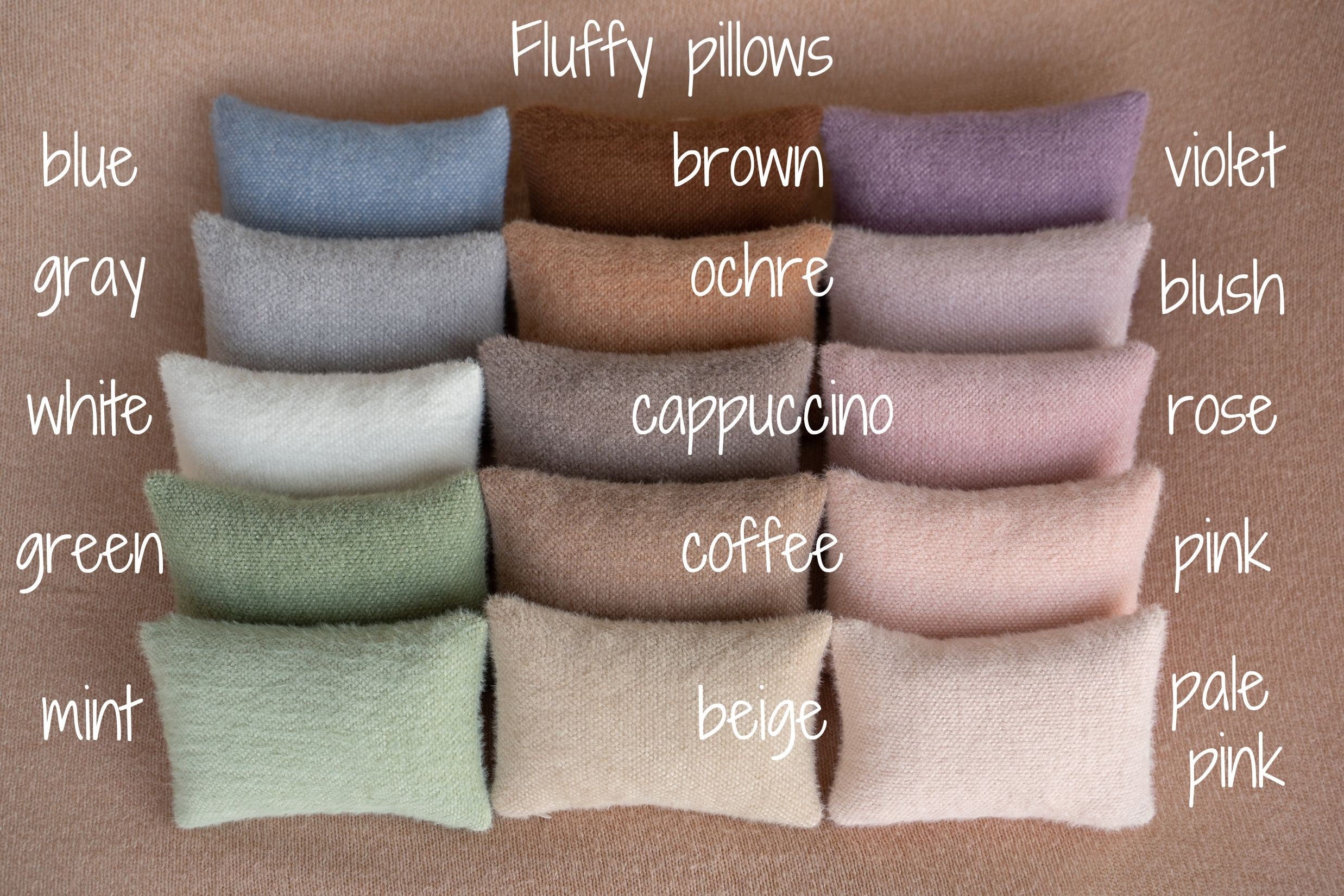 Fluffy wool newborn photography backdrop with matching pillow