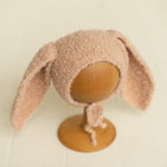 Boucle Knitted Bunny Toy with Bunny Outfit for Newborn Photography Props, Newborn Rabbit Outfit, Newborn Knitted Outfit, Newborn Bunny Ears