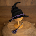 Newborn Witch Hat Felted Photo Prop, Newborn Wizard Outfit, Newborn Halloween Costume, Newborn Witch Outfit Girl, Newborn Photography Prop