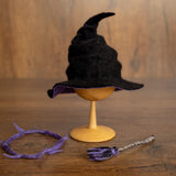 Newborn Witch Hat Felted Photo Prop, Newborn Wizard Outfit, Newborn Halloween Costume, Newborn Witch Outfit Girl, Newborn Photography Prop