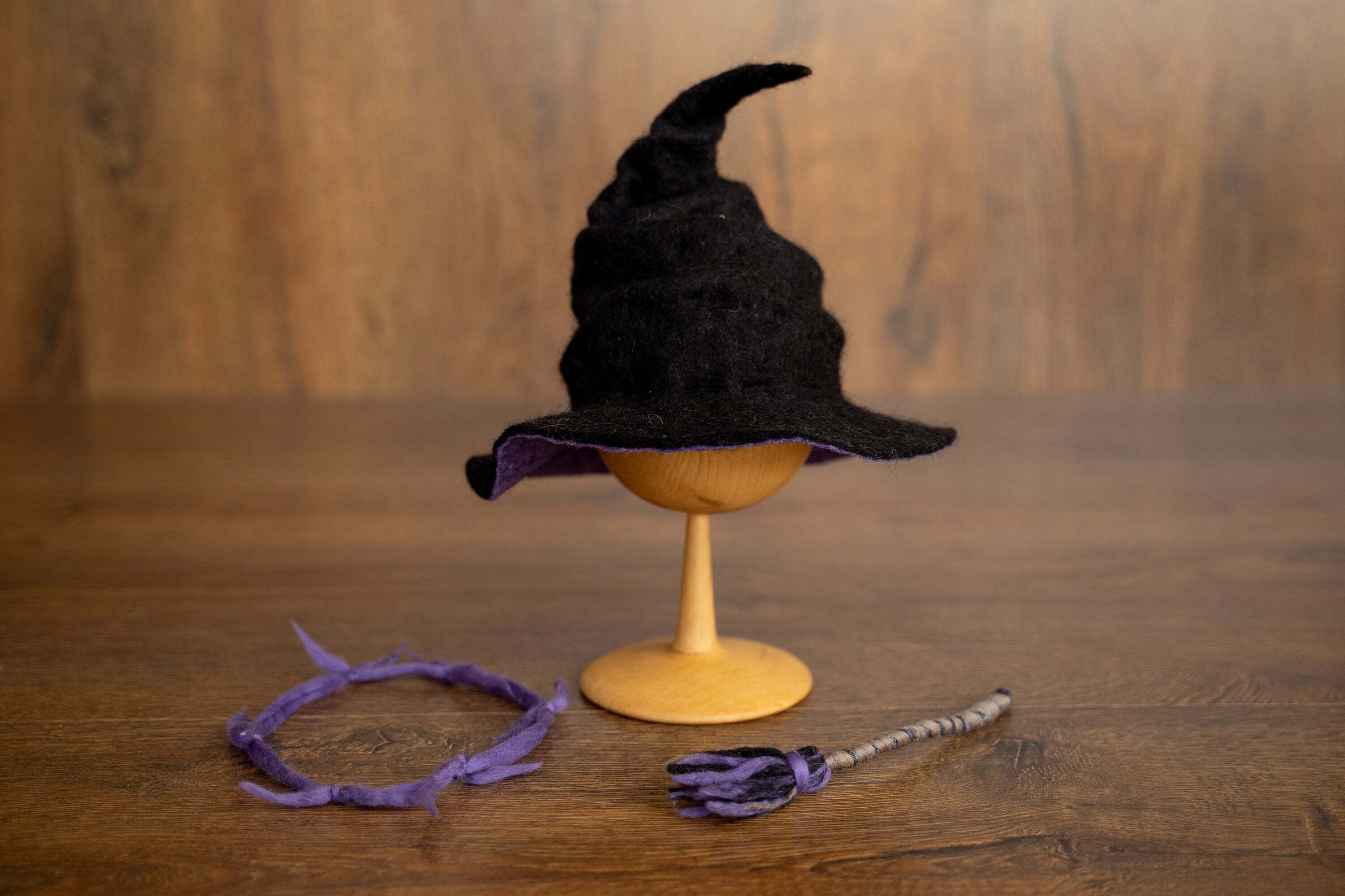 Newborn Witch Hat Felted Photo Prop, Newborn Wizard Outfit, Newborn Halloween Costume, Newborn Witch Outfit Girl, Newborn Photography Prop