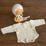 Natural Newborn Crochet Romper and Bonnet Set, Newborn Knitted Outfit, Newborn Photography props set, Crochet Coming Home Outfit for Girl