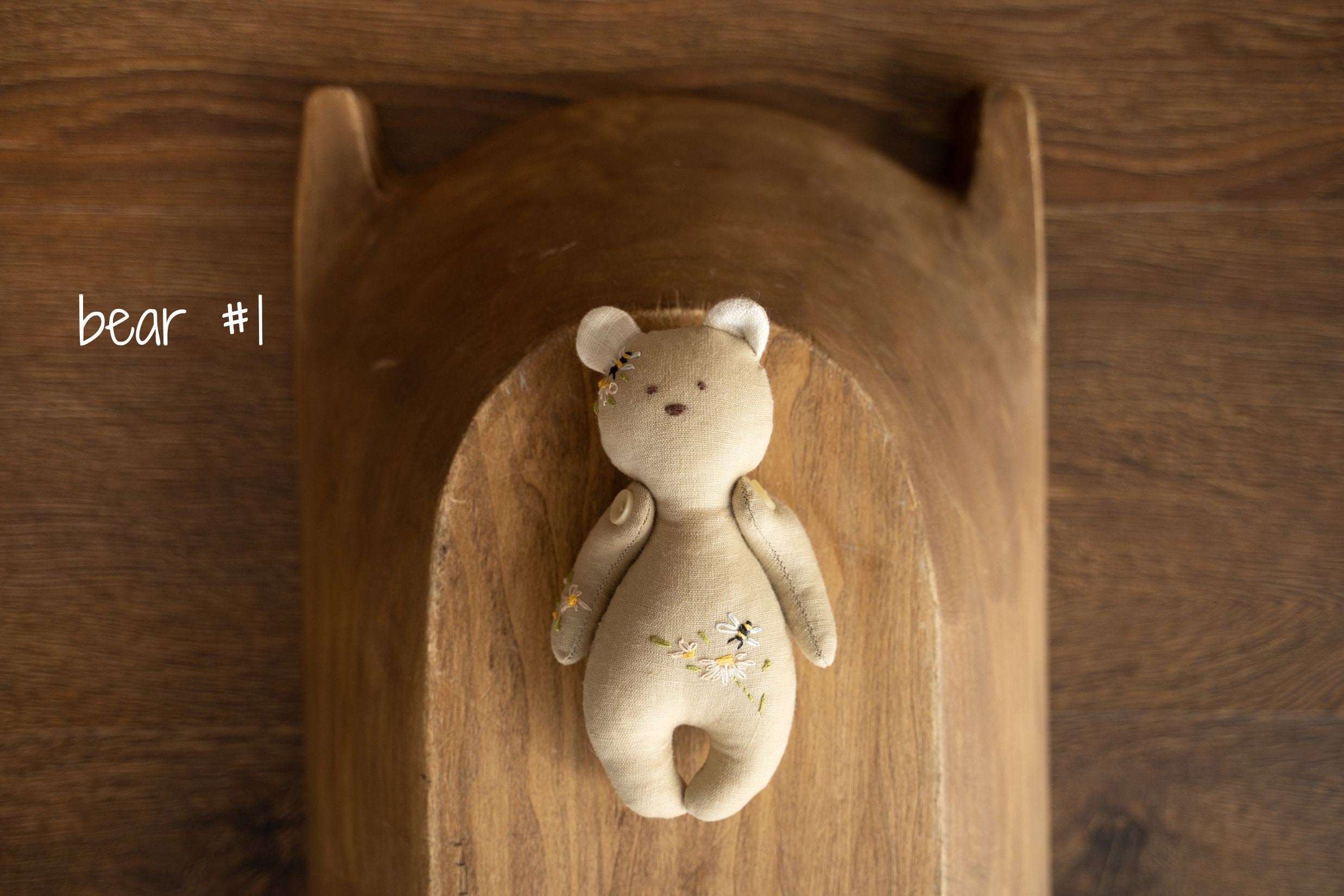 Newborn Linen Stuffed Animal Toys Bear and Bunny Dolls, Hand Embroidered Neutral Unisex Timeless Newborn Teddy Bear Toy, Newborn Bunny Props