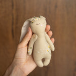 Newborn Linen Stuffed Animal Toys Bear and Bunny Dolls, Hand Embroidered Neutral Unisex Timeless Newborn Teddy Bear Toy, Newborn Bunny Props