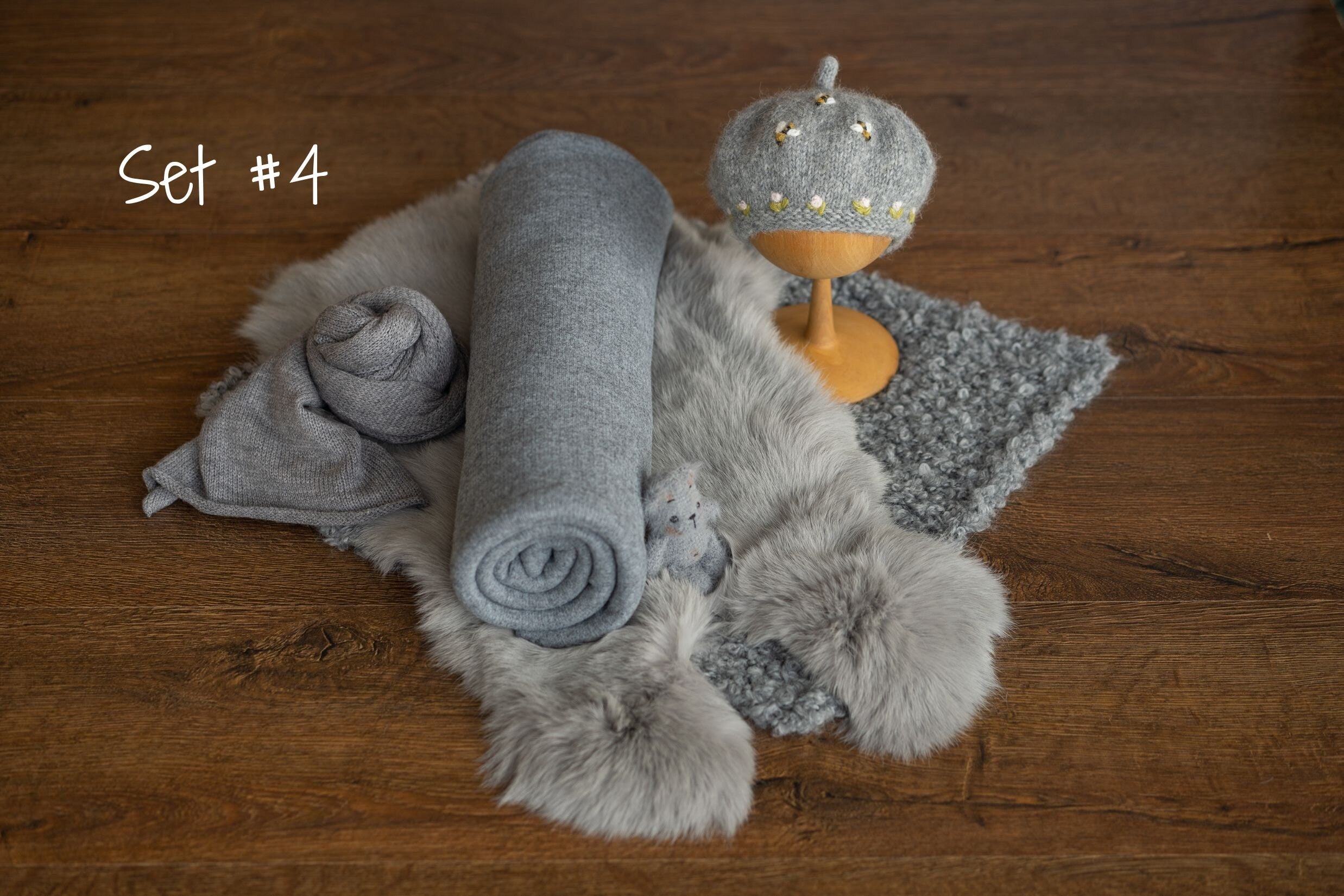 Gray Newborn Photography Props, Newborn Knitted Blanket, Newborn Posing Fabric BeanBag Backdrop, Newborn Fabric Backdrop, Newborn Knit Wrap