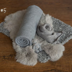 Gray Newborn Photography Props, Newborn Knitted Blanket, Newborn Posing Fabric BeanBag Backdrop, Newborn Fabric Backdrop, Newborn Knit Wrap