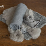 Gray Newborn Photography Props, Newborn Knitted Blanket, Newborn Posing Fabric BeanBag Backdrop, Newborn Fabric Backdrop, Newborn Knit Wrap