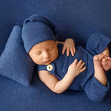 Soft Angora baby overall with matching sleep hat – newborn and sitter photography outfit