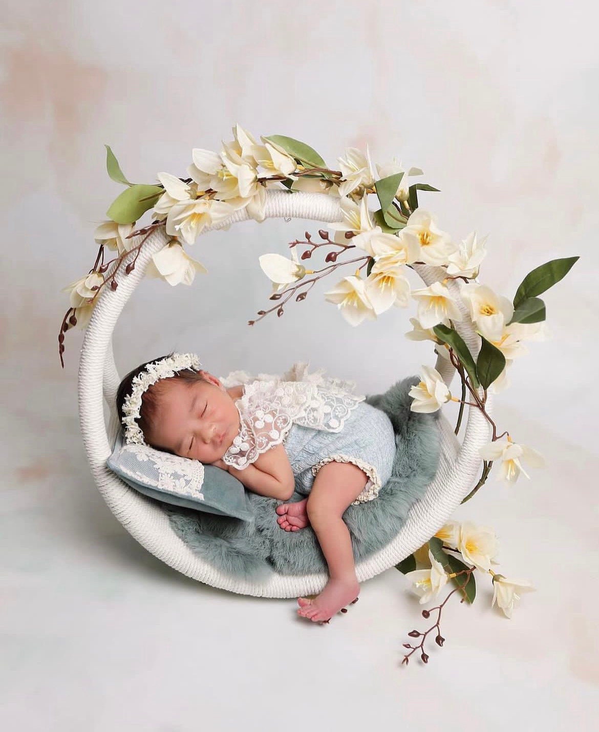 Newborn Dream Catcher Photography Props, Newborn Photography Prop Boho, Newborn Basket Prop, Baby Ring Basket Photo Prop, Macrame Photo Prop