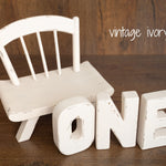 Newborn Wooden Chair and 'ONE' Letters Set, Cake Smash Props,Photography Props for Cake Smash and First Birthday Photos,Newborn Wooden Chair