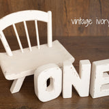 Newborn Wooden Chair and 'ONE' Letters Set, Cake Smash Props,Photography Props for Cake Smash and First Birthday Photos,Newborn Wooden Chair